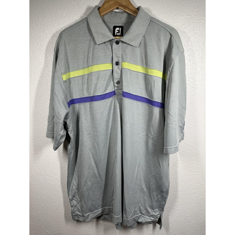 FootJoy Golf Polo Shirt Mens XL San Jose Crest Striped Stretch Performance Blend